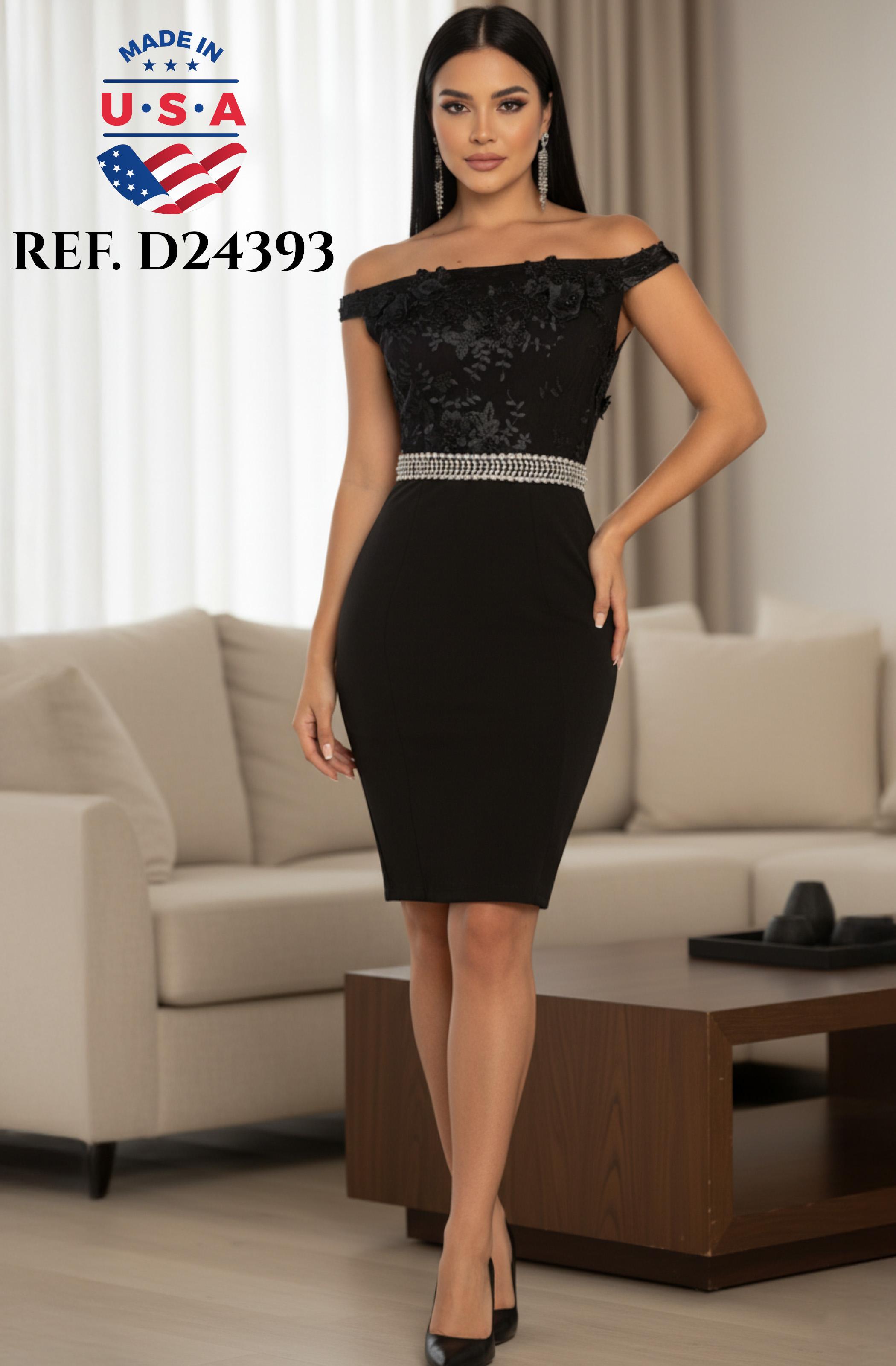 Vestido Americano de Dama con parte superior en brocado tipo blusa y falda largo a la rodilla, decoración en cintura
